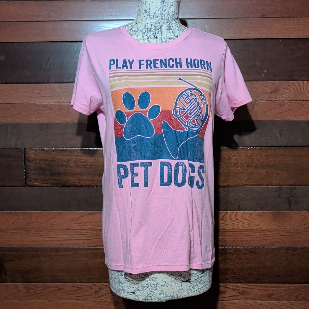Port And Company Pink Play French Horn Pet Dogs T-Shirt